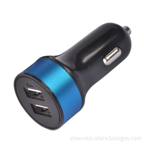 dual promotional usb car charger adapter mobile phone 12v2.1a